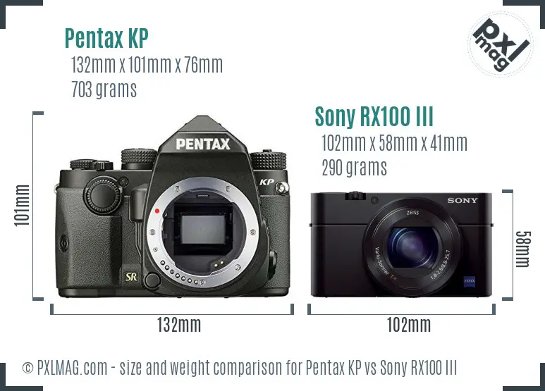 Pentax KP vs Sony RX100 III size comparison Pentax KP vs Sony RX100 III size comparison