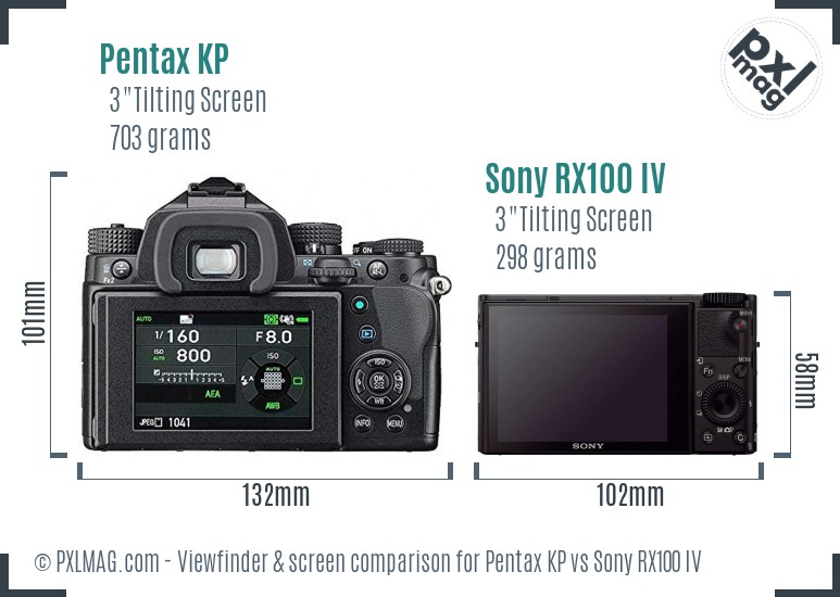 Pentax KP vs Sony RX100 IV Screen and Viewfinder comparison