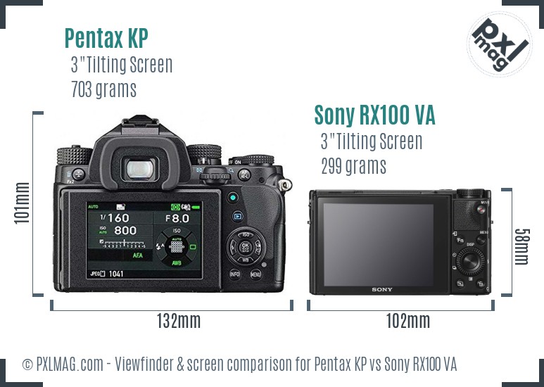Pentax KP vs Sony RX100 VA Screen and Viewfinder comparison