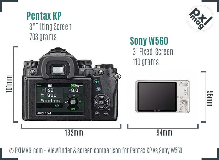 Pentax KP vs Sony W560 Screen and Viewfinder comparison