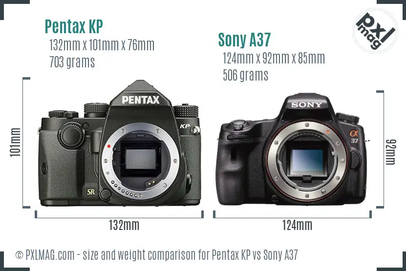Pentax KP vs Sony A37 size comparison