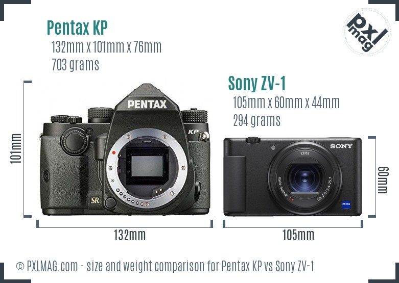 Pentax KP vs Sony ZV-1 size comparison