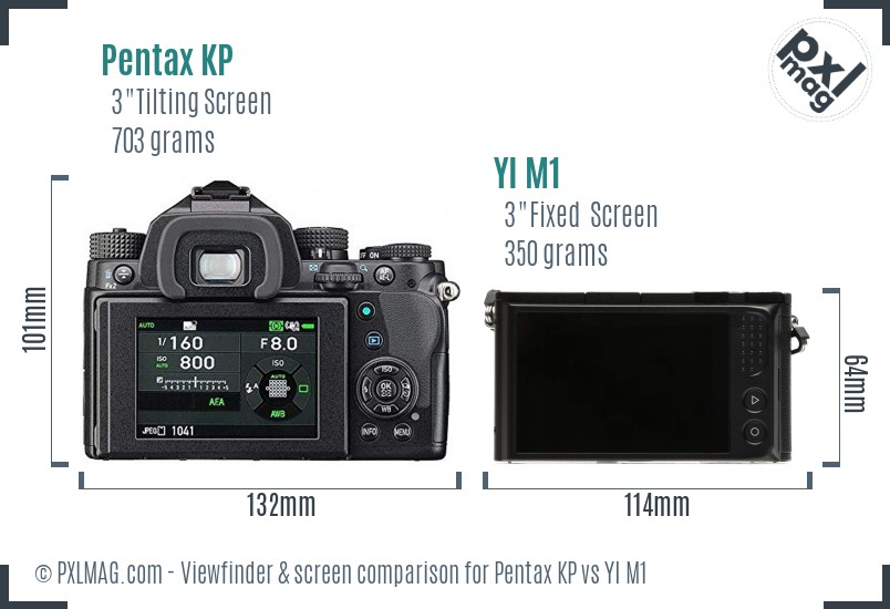 Pentax KP vs YI M1 Screen and Viewfinder comparison