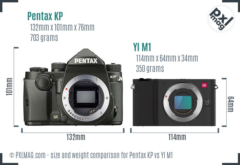 Pentax KP vs YI M1 size comparison Pentax KP vs YI M1 size comparison
