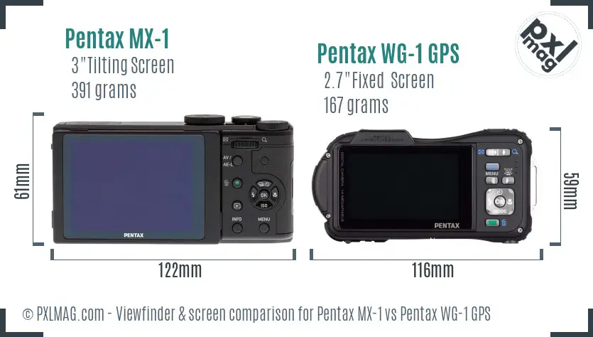 Pentax MX-1 vs Pentax WG-1 GPS Screen and Viewfinder comparison