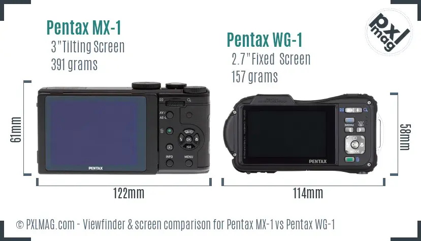 Pentax MX-1 vs Pentax WG-1 Screen and Viewfinder comparison