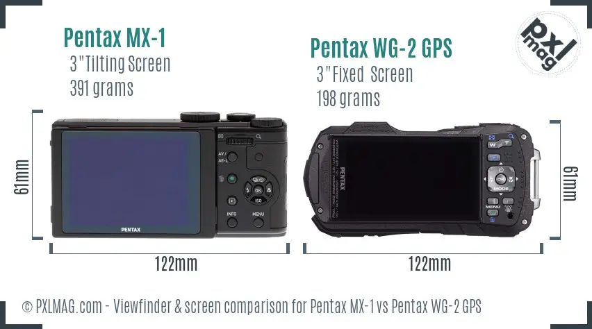 Pentax MX-1 vs Pentax WG-2 GPS Screen and Viewfinder comparison
