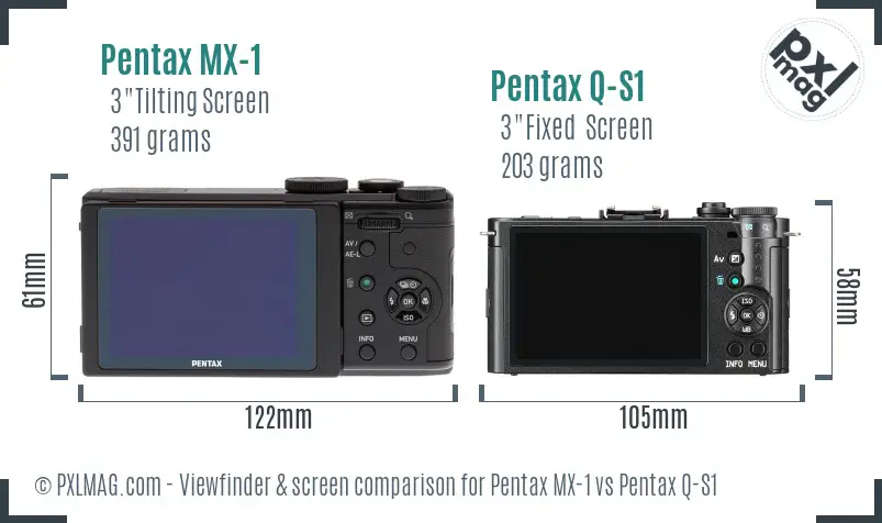 Pentax MX-1 vs Pentax Q-S1 Screen and Viewfinder comparison