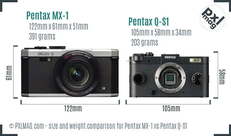 Pentax MX-1 vs Pentax Q-S1 size comparison