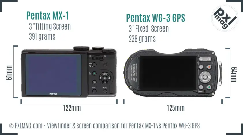 Pentax MX-1 vs Pentax WG-3 GPS Screen and Viewfinder comparison Pentax MX-1 vs Pentax WG-3 GPS Screen and Viewfinder comparison