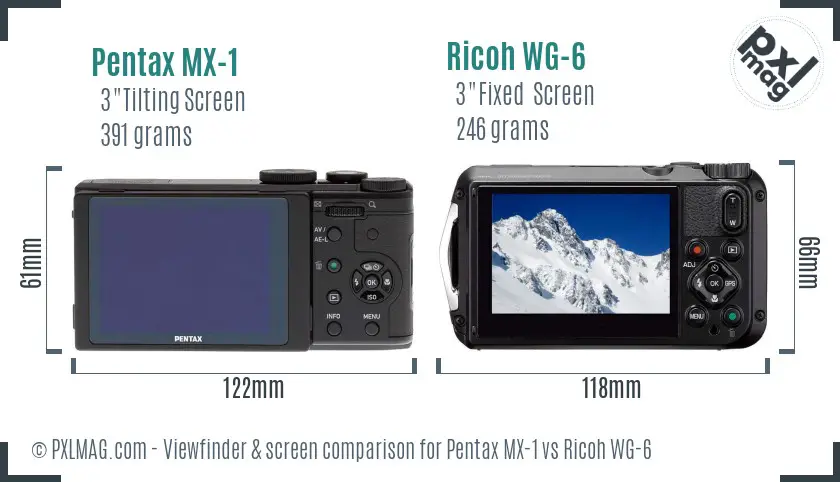 Pentax MX-1 vs Ricoh WG-6 Screen and Viewfinder comparison Pentax MX-1 vs Ricoh WG-6 Screen and Viewfinder comparison