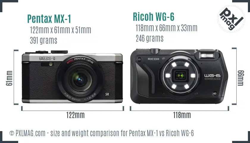 Pentax MX-1 vs Ricoh WG-6 size comparison Pentax MX-1 vs Ricoh WG-6 size comparison