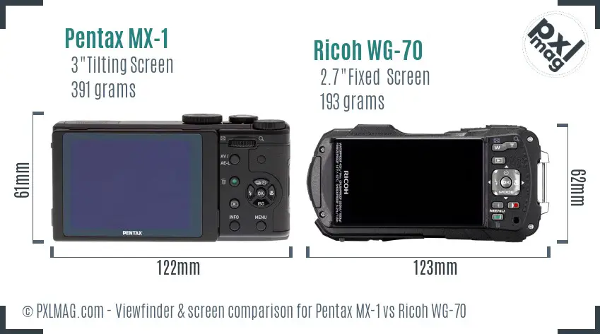 Pentax MX-1 vs Ricoh WG-70 Screen and Viewfinder comparison Pentax MX-1 vs Ricoh WG-70 Screen and Viewfinder comparison