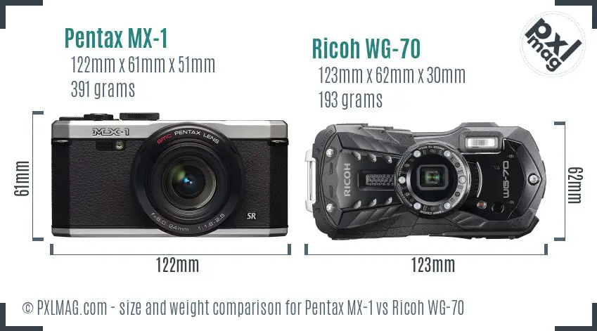 Pentax MX-1 vs Ricoh WG-70 size comparison Pentax MX-1 vs Ricoh WG-70 size comparison