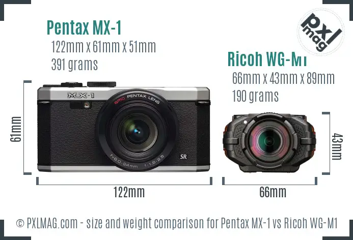 Pentax MX-1 vs Ricoh WG-M1 size comparison