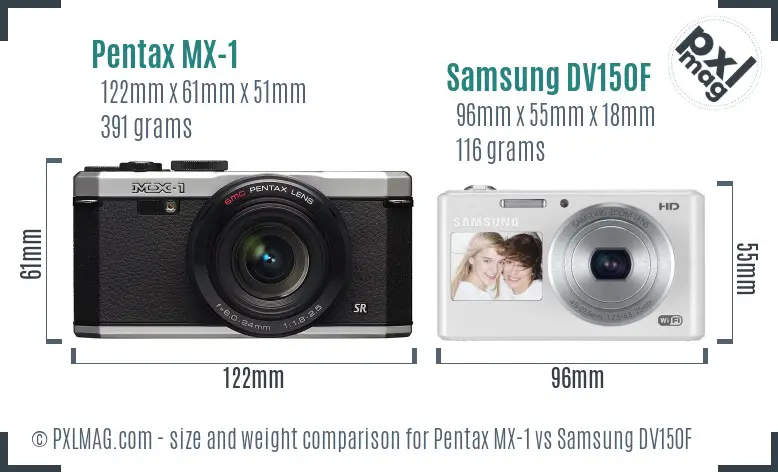 Pentax MX-1 vs Samsung DV150F size comparison