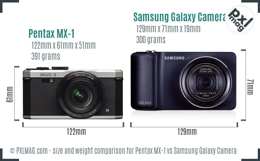 Pentax MX-1 vs Samsung Galaxy Camera size comparison
