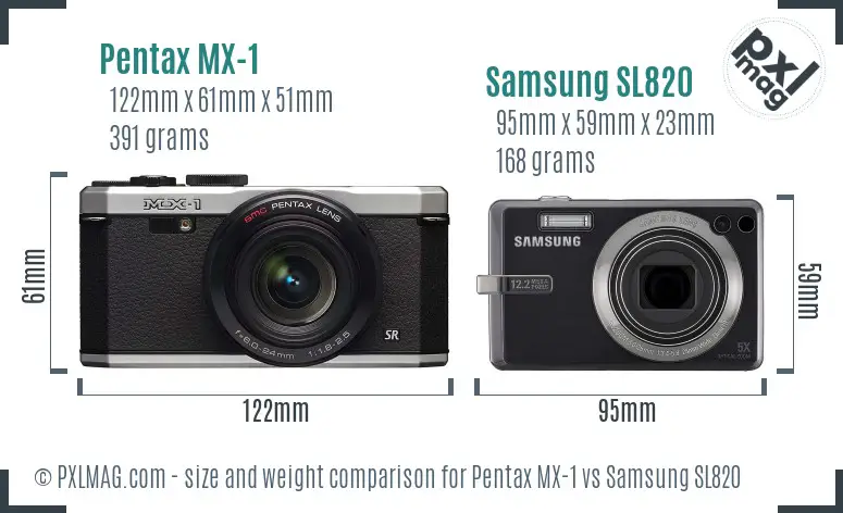 Pentax MX-1 vs Samsung SL820 size comparison