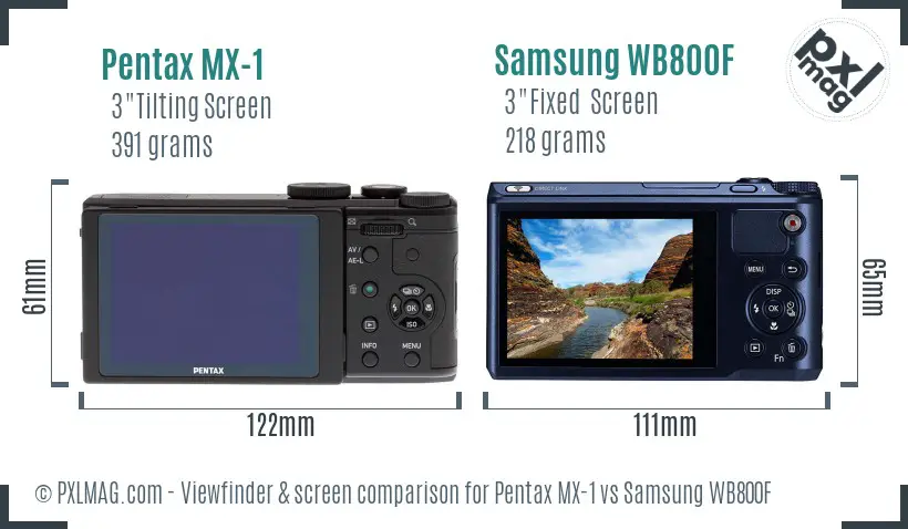 Pentax MX-1 vs Samsung WB800F Screen and Viewfinder comparison Pentax MX-1 vs Samsung WB800F Screen and Viewfinder comparison