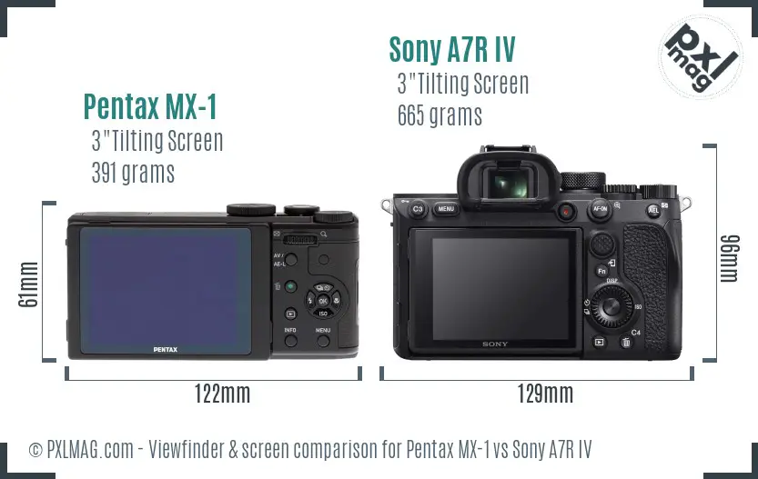 Pentax MX-1 vs Sony A7R IV Screen and Viewfinder comparison