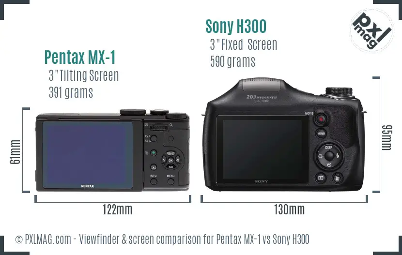 Pentax MX-1 vs Sony H300 Screen and Viewfinder comparison
