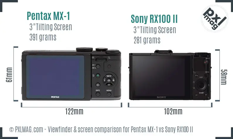 Pentax MX-1 vs Sony RX100 II Screen and Viewfinder comparison Pentax MX-1 vs Sony RX100 II Screen and Viewfinder comparison