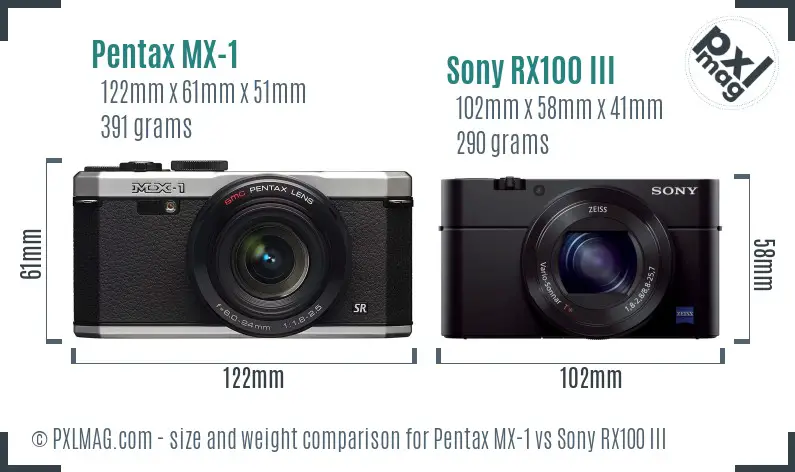 Pentax MX-1 vs Sony RX100 III size comparison Pentax MX-1 vs Sony RX100 III size comparison