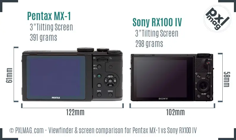 Pentax MX-1 vs Sony RX100 IV Screen and Viewfinder comparison Pentax MX-1 vs Sony RX100 IV Screen and Viewfinder comparison