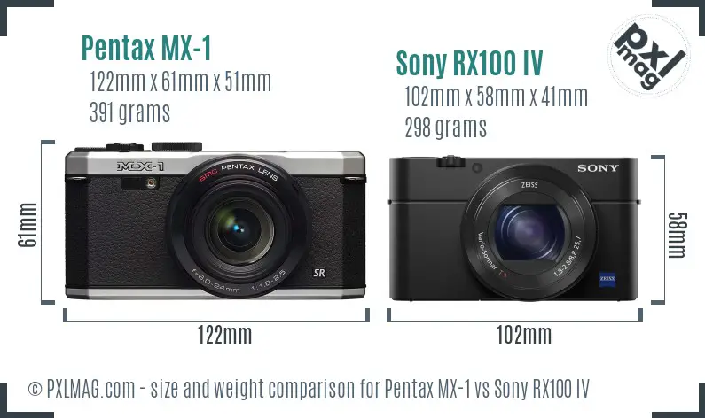 Pentax MX-1 vs Sony RX100 IV size comparison Pentax MX-1 vs Sony RX100 IV size comparison