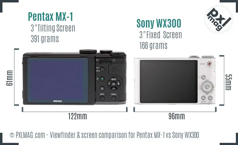 Pentax MX-1 vs Sony WX300 Screen and Viewfinder comparison