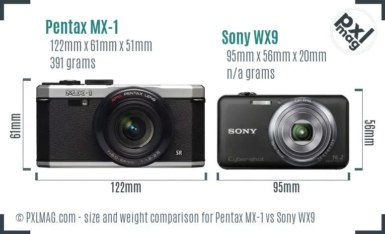 Pentax MX-1 vs Sony WX9 size comparison