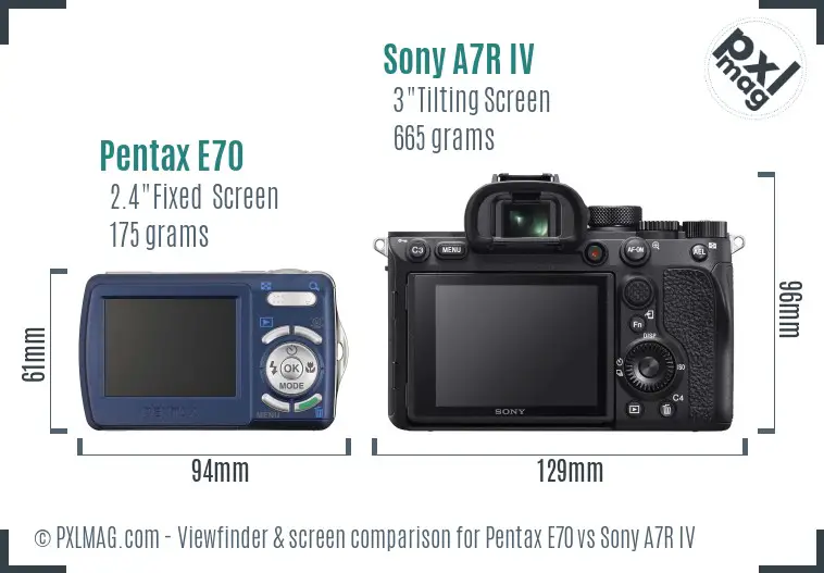 Pentax E70 vs Sony A7R IV Screen and Viewfinder comparison Pentax E70 vs Sony A7R IV Screen and Viewfinder comparison