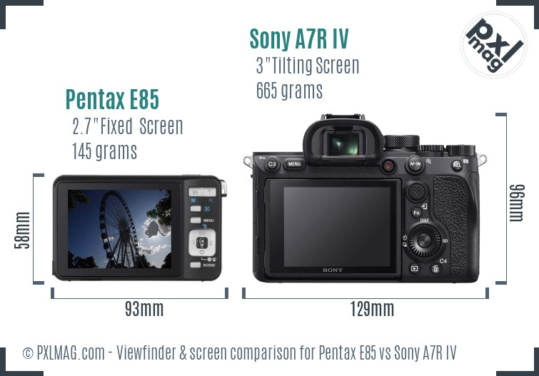 Pentax E85 vs Sony A7R IV Screen and Viewfinder comparison