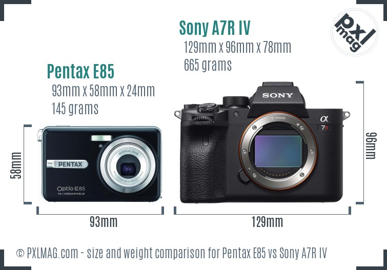Pentax E85 vs Sony A7R IV size comparison Pentax E85 vs Sony A7R IV size comparison