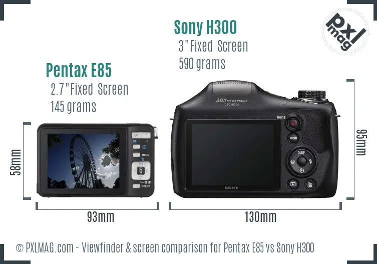 Pentax E85 vs Sony H300 Screen and Viewfinder comparison