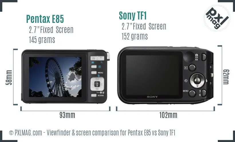 Pentax E85 vs Sony TF1 Screen and Viewfinder comparison Pentax E85 vs Sony TF1 Screen and Viewfinder comparison