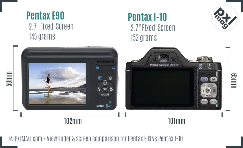 Pentax E90 vs Pentax I-10 Screen and Viewfinder comparison