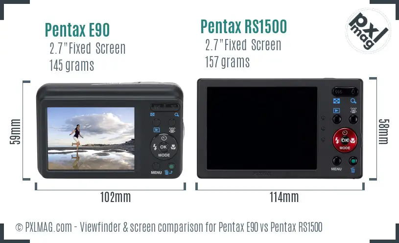 Pentax E90 vs Pentax RS1500 Screen and Viewfinder comparison