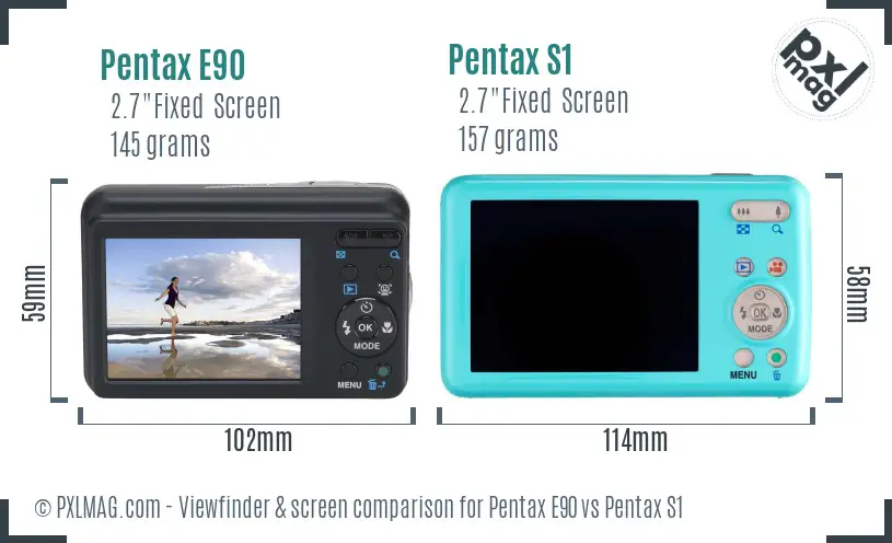 Pentax E90 vs Pentax S1 Screen and Viewfinder comparison