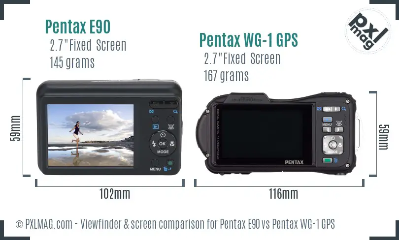 Pentax E90 vs Pentax WG-1 GPS Screen and Viewfinder comparison