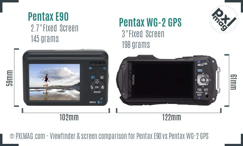 Pentax E90 vs Pentax WG-2 GPS Screen and Viewfinder comparison