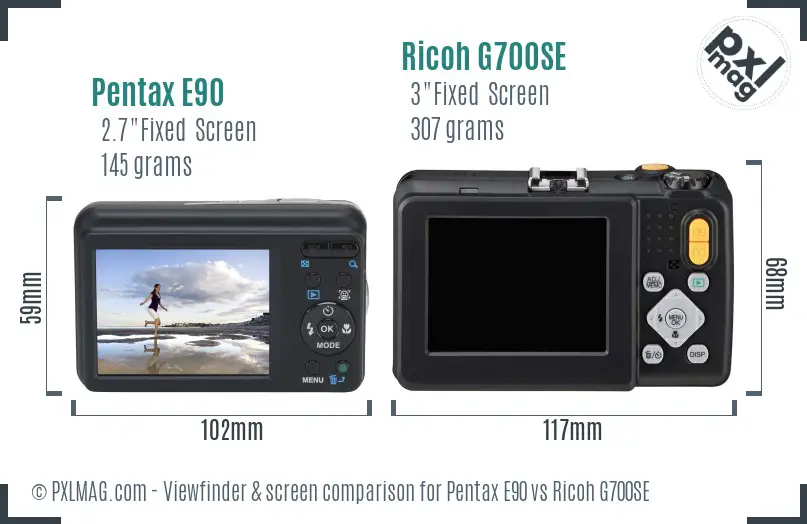 Pentax E90 vs Ricoh G700SE Screen and Viewfinder comparison Pentax E90 vs Ricoh G700SE Screen and Viewfinder comparison