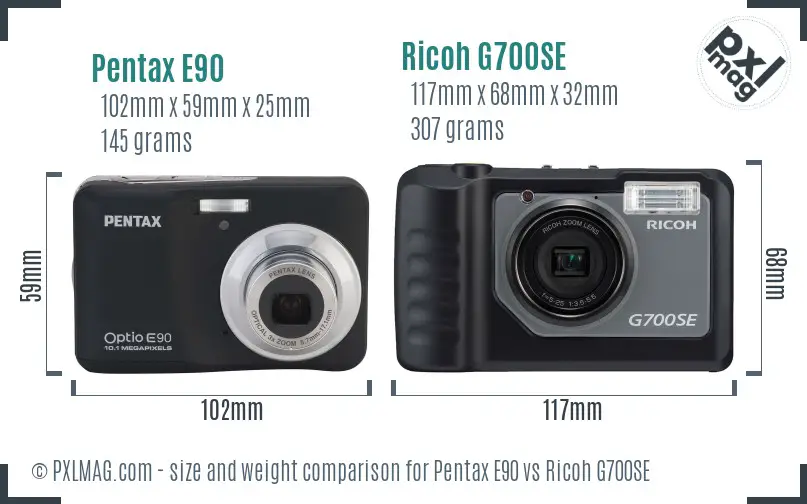 Pentax E90 vs Ricoh G700SE size comparison Pentax E90 vs Ricoh G700SE size comparison