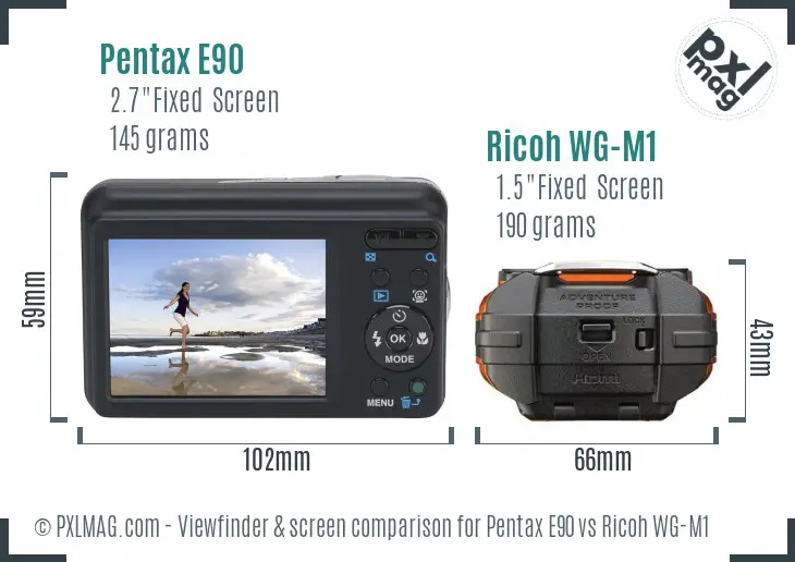 Pentax E90 vs Ricoh WG-M1 Screen and Viewfinder comparison