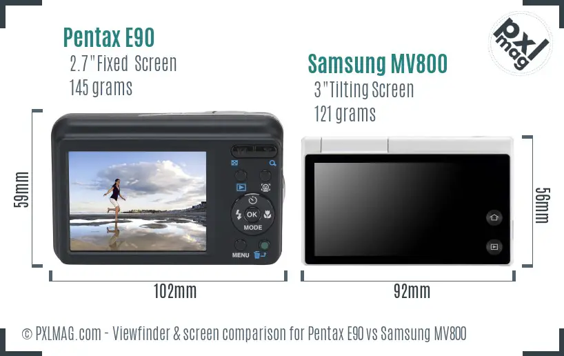 Pentax E90 vs Samsung MV800 Screen and Viewfinder comparison Pentax E90 vs Samsung MV800 Screen and Viewfinder comparison