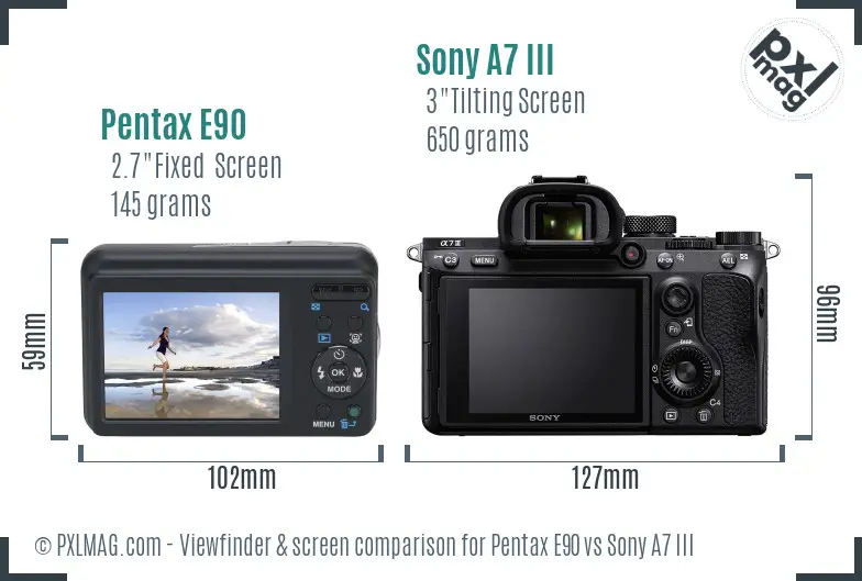 Pentax E90 vs Sony A7 III Screen and Viewfinder comparison Pentax E90 vs Sony A7 III Screen and Viewfinder comparison