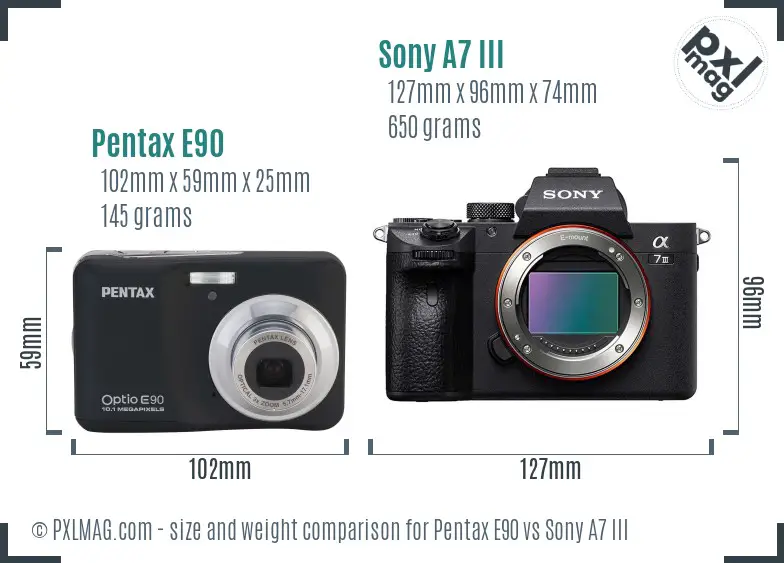 Pentax E90 vs Sony A7 III size comparison Pentax E90 vs Sony A7 III size comparison