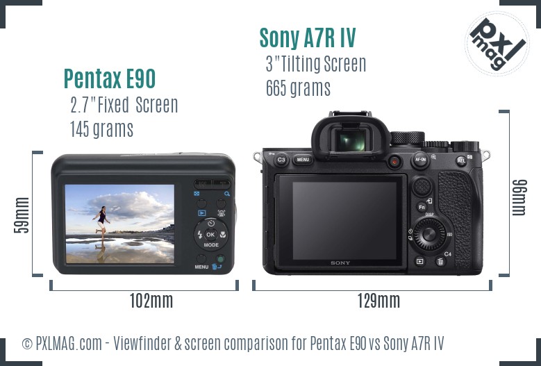 Pentax E90 vs Sony A7R IV Screen and Viewfinder comparison