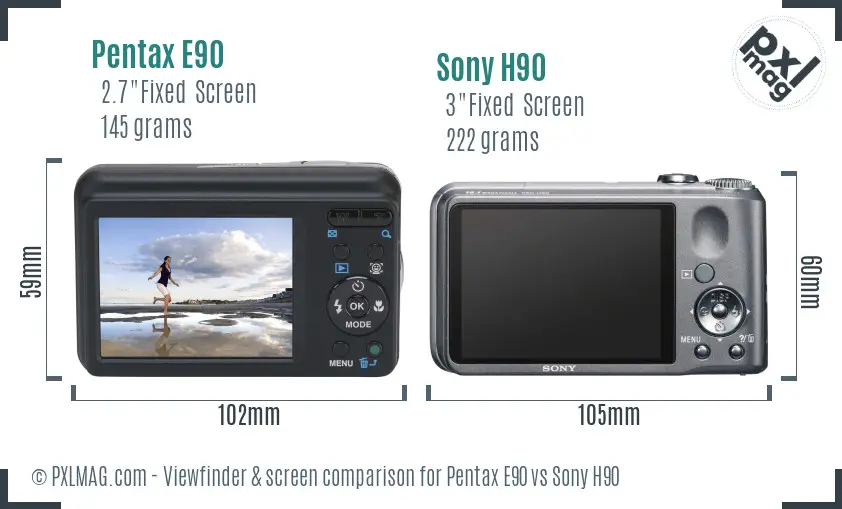 Pentax E90 vs Sony H90 Screen and Viewfinder comparison Pentax E90 vs Sony H90 Screen and Viewfinder comparison