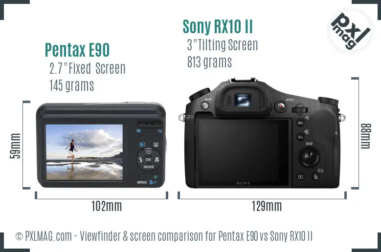 Pentax E90 vs Sony RX10 II Screen and Viewfinder comparison Pentax E90 vs Sony RX10 II Screen and Viewfinder comparison
